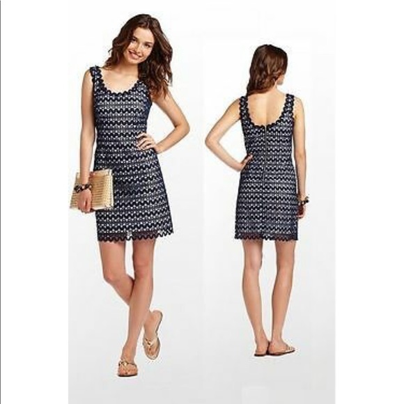 Lilly Pulitzer Lonnie navy shift dress size 0 - Picture 1 of 8